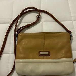 Tignanello tan/cream crossbody handbag purse.